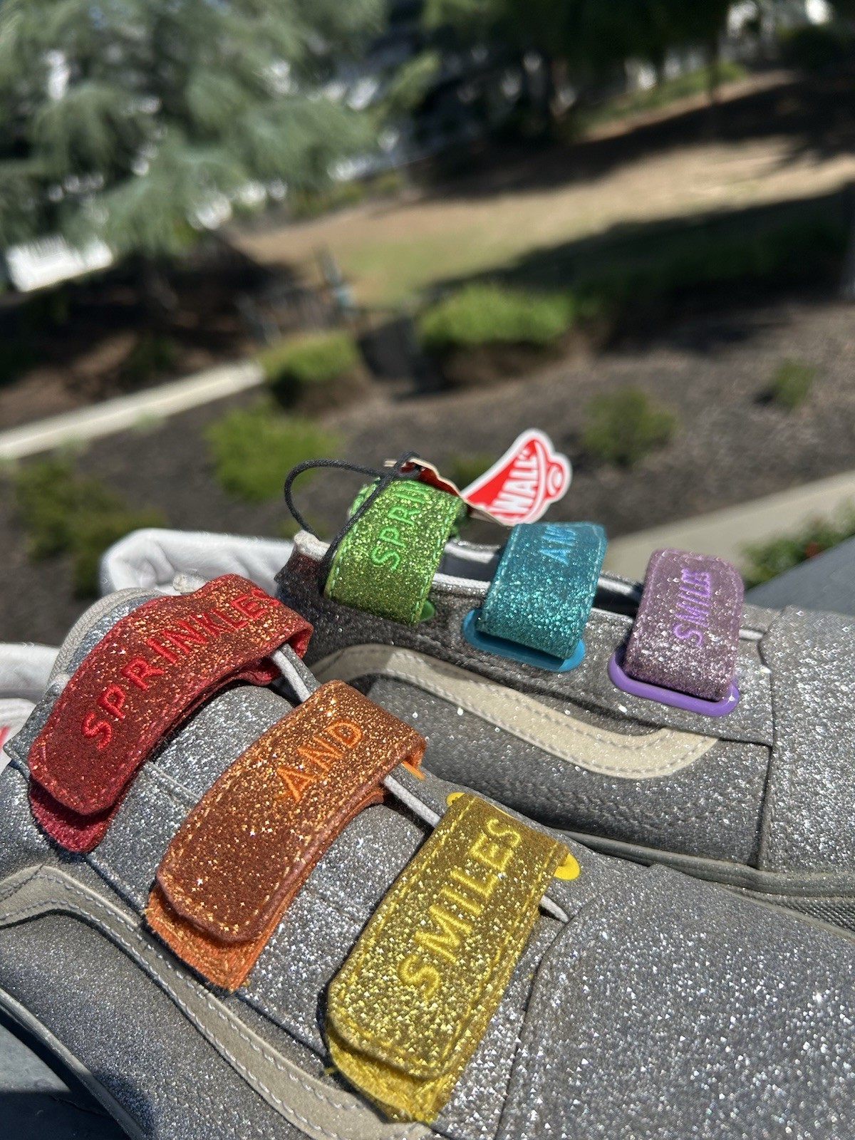 Vans x Flour Shop Old Skool Glitter Rainbow 🌈 Women’s 9.5 Hook-and-Loop Shoes
