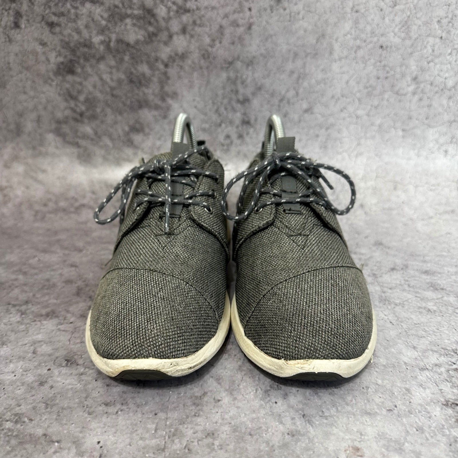 TOMS Del Rey Sneakers Women 8.5 Gray Coated Linen Low Top Athletic Shoes