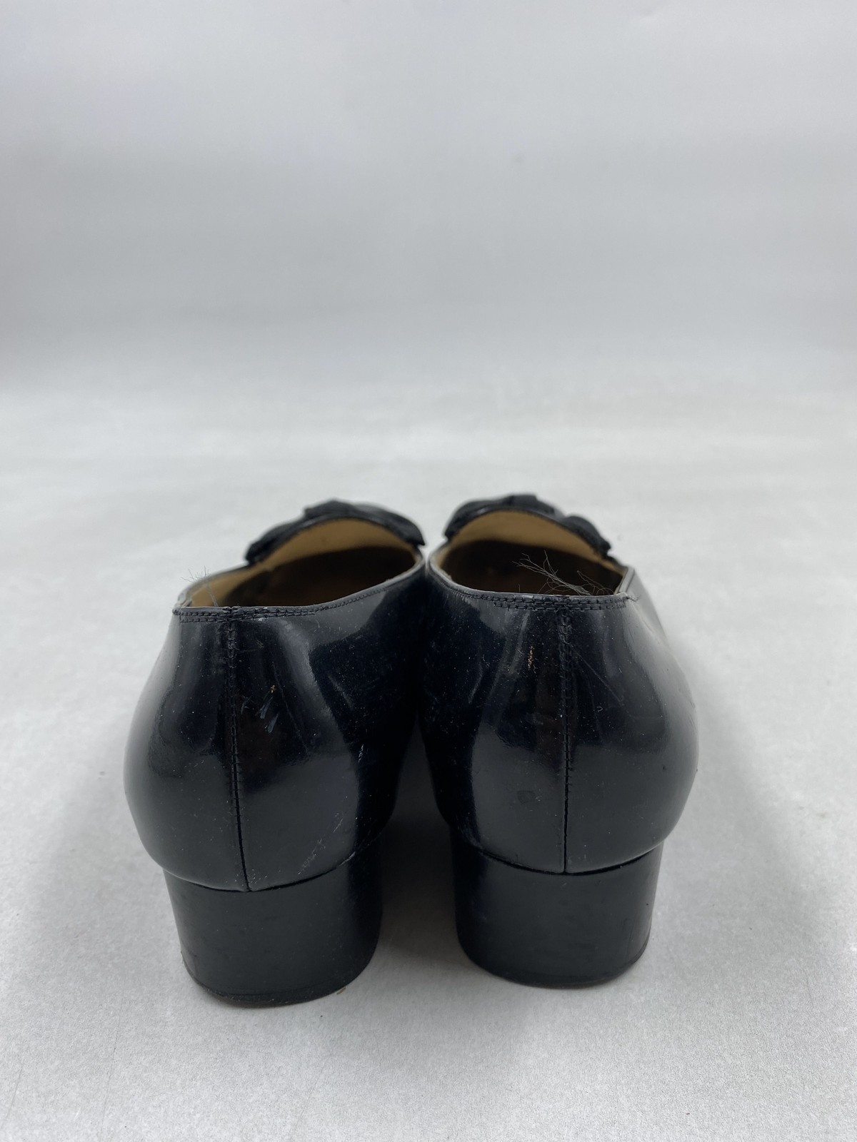 Salvatore Ferragamo Black Patent Leather Grosgrain Bow Pumps COA Size 8 2A