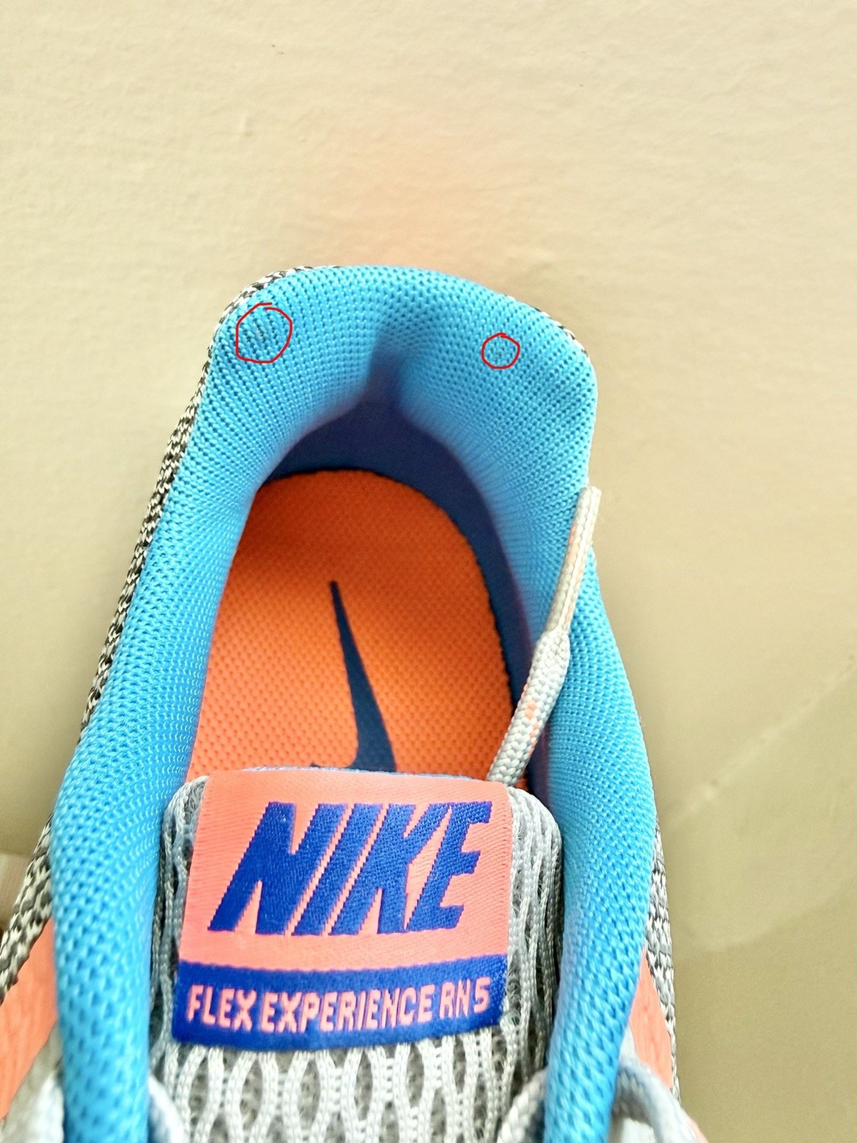 Nike Flex Experience RN 5 Running Shoes Women’s Sz 7 Gray Blue Orange 844729-003