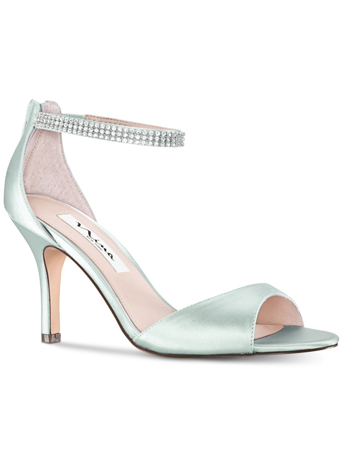 NINA Womens Silver Crystal Like OutVolanda Stiletto Leather Sandals 7 M