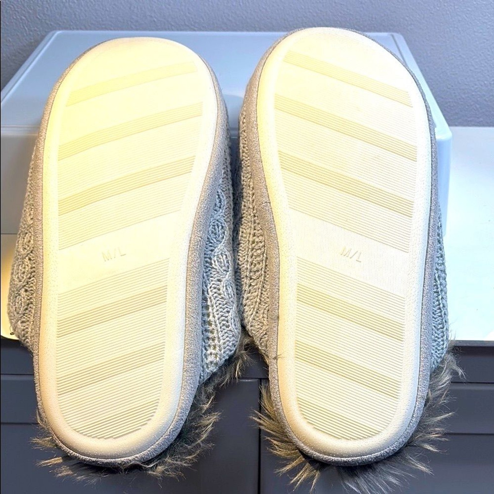 NWT PJ Salvage Gray Knit Slippers Women’s M/L