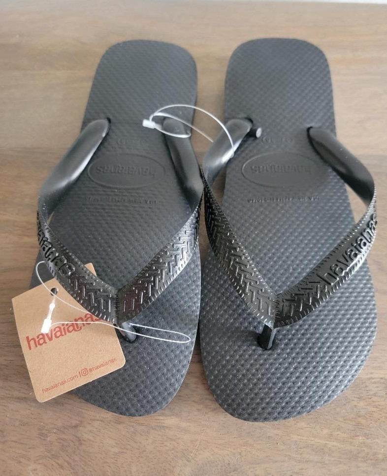 HAVAIANAS WOMEN’S BLACK TOP CORE FLIP FLOPS SANDALS SIZE 7 / 8 NEW
