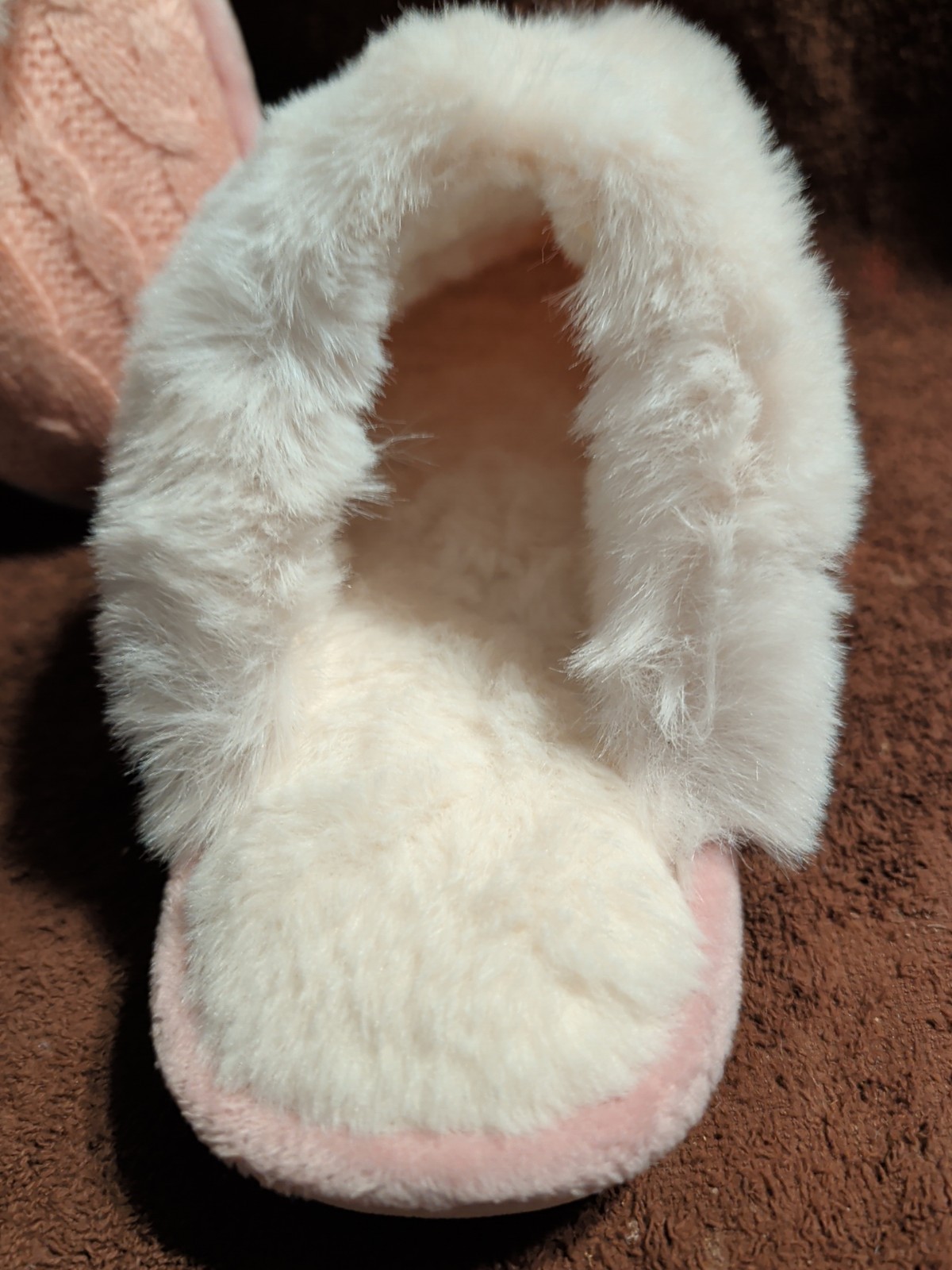 New NineCiFun pink cable knit faux fur slippers EU 36-37 US 6-6.5