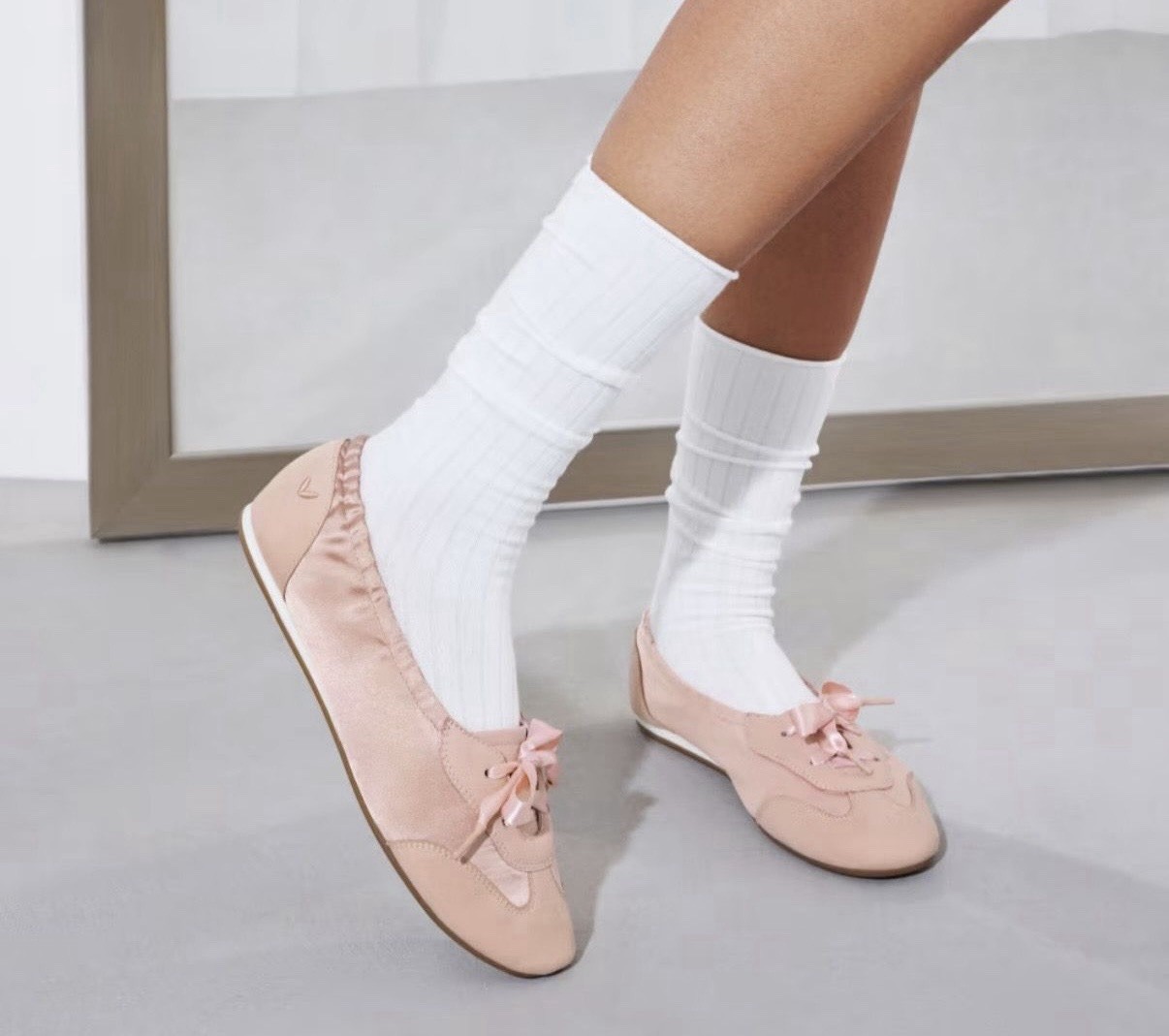 VIVAIA Round-Toe Satin Sneakerina (Yanka) Color Peach Blush Size 38.5 EU NWB