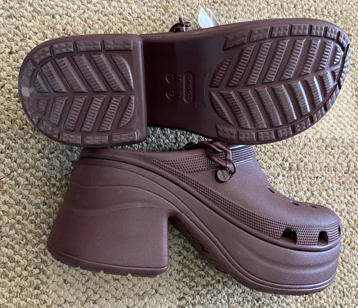 Crocs Siren Chain Clog Platform Comfort 209018-6WD Dark Cherry Womens 12 Mens 10