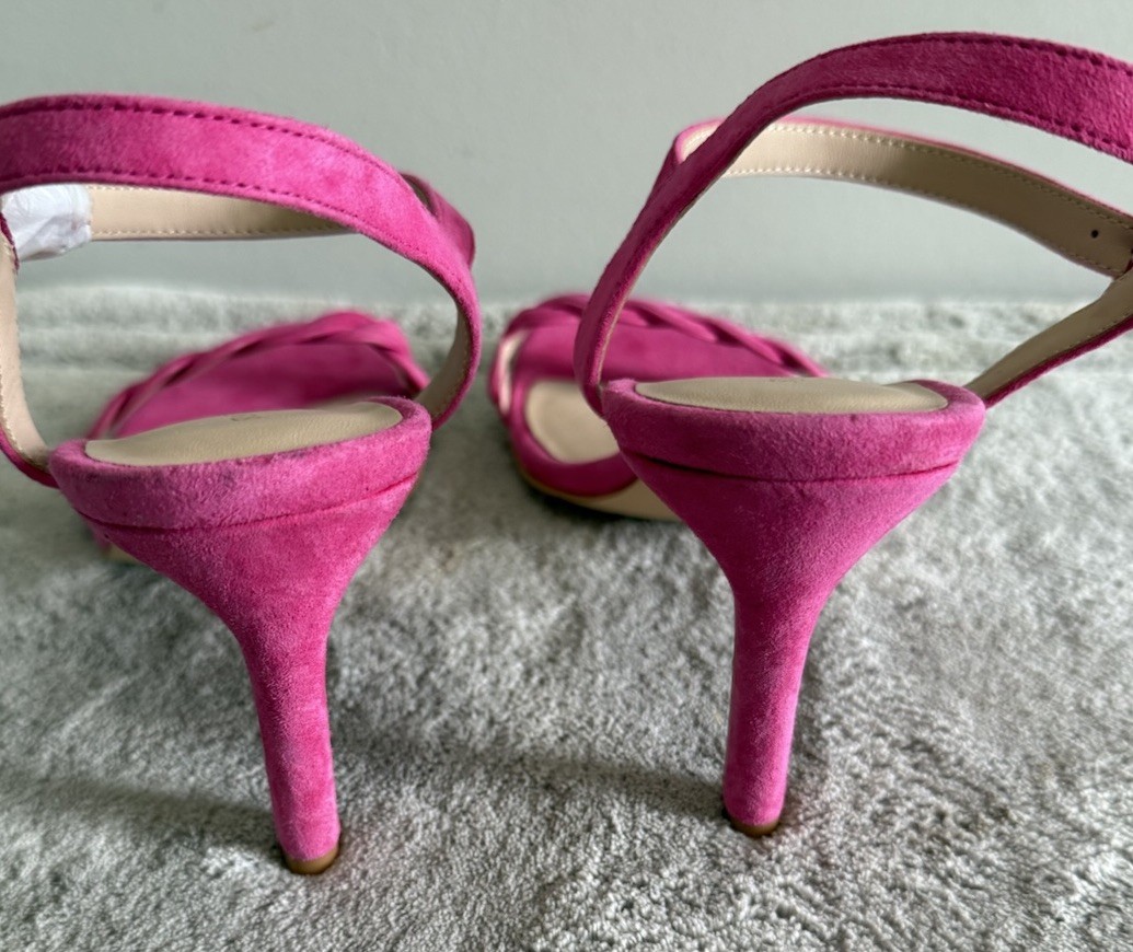 Stuart Weitzman Dancer Twistie 100 Suede Sandal Women’s Pink Size US 6.5 NEW