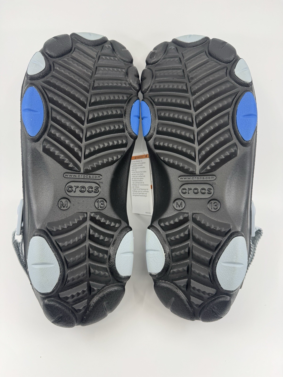 Crocs All Terrain Clogs Adjustable Heel Strap – Black/Grey/Blue – Size 13M