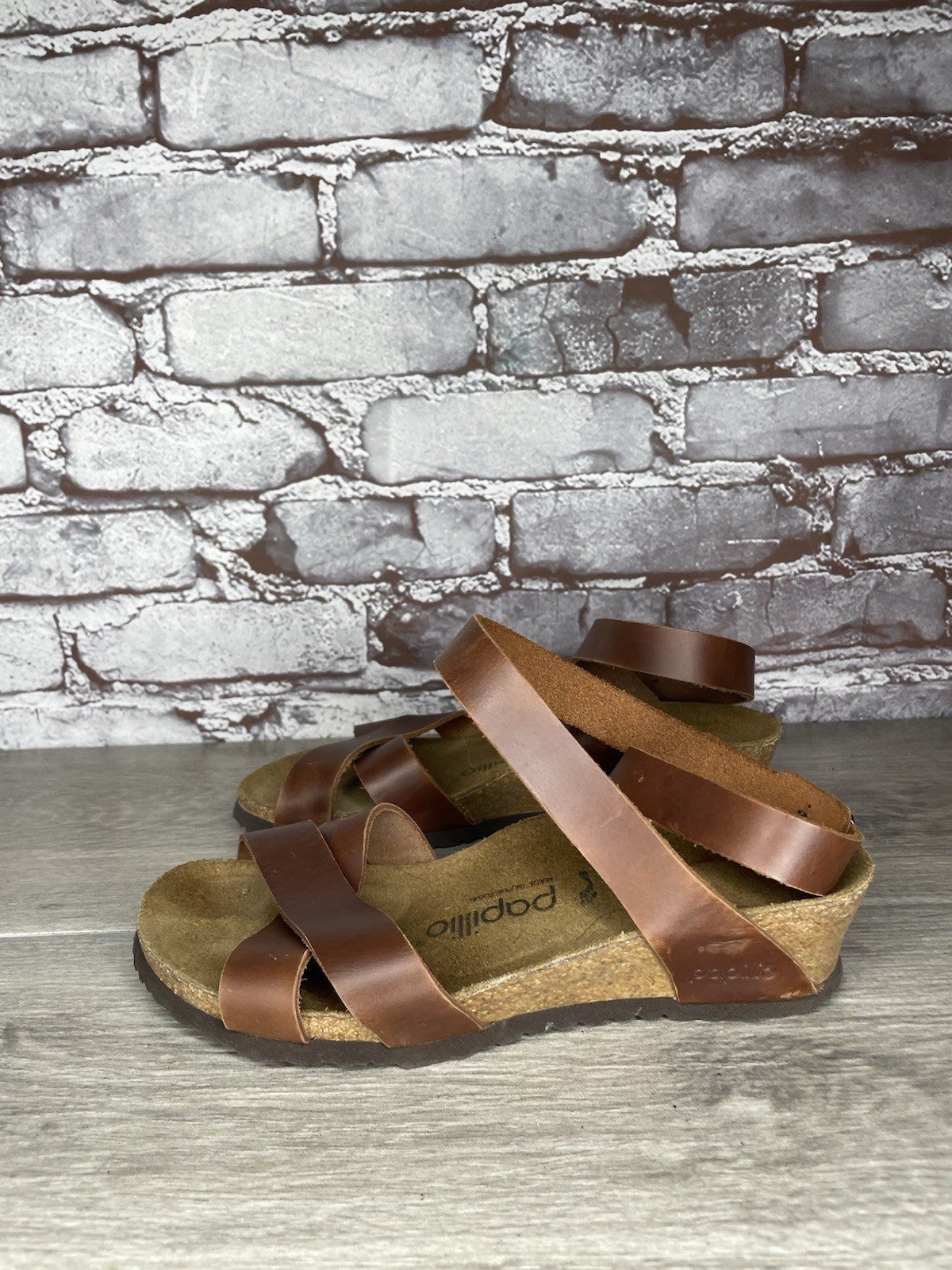 Papillio BIRKENSTOCK Lola Brown Leather Ankle Strap Sandals Women Sz 36EU/6M US