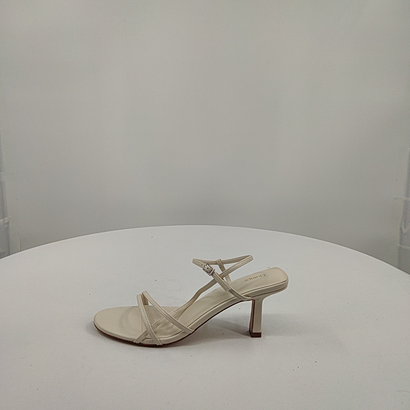 Quince Women Italian Leather 70Mm Strappy Heel Bone Shoes 9