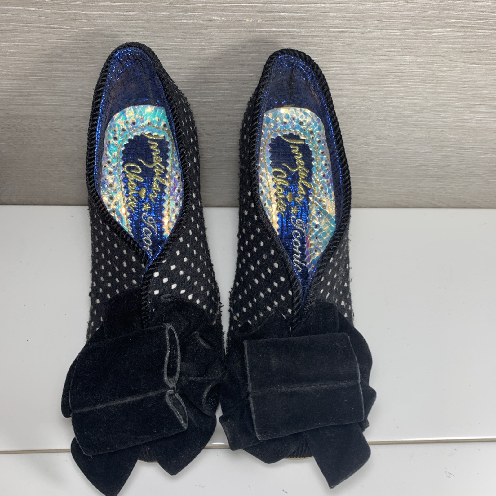 Irregular Choice ICONIC Polka Dot SZ 39 US 8 Booties Black Bow
