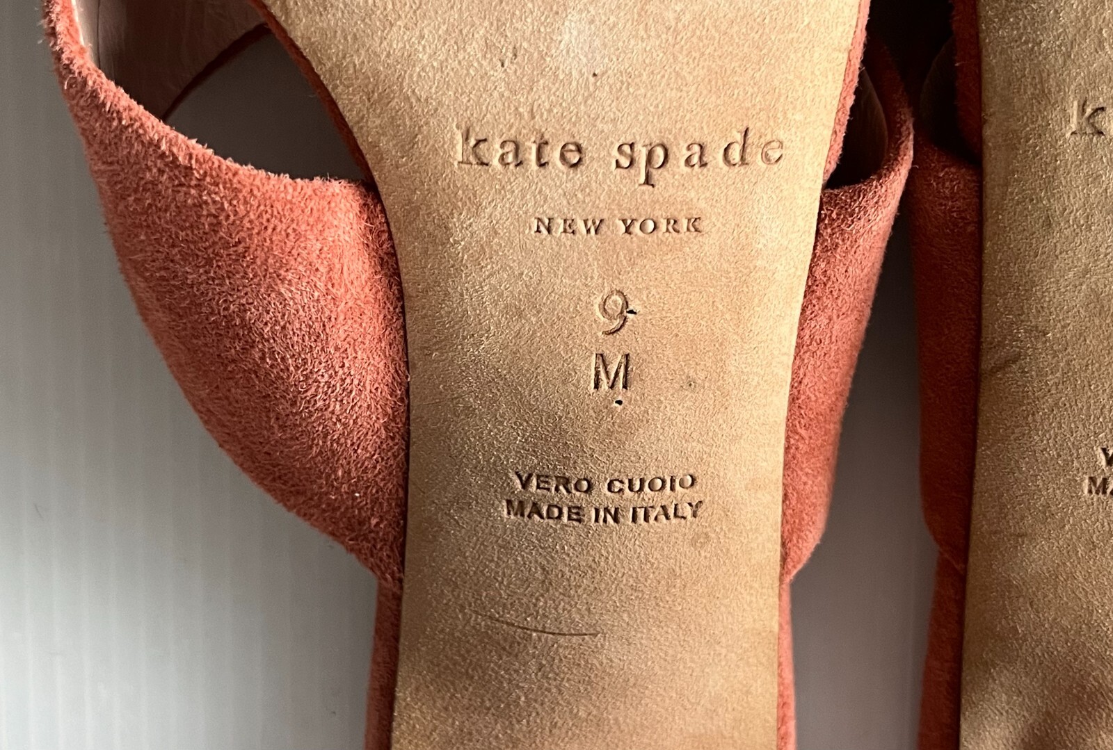 Kate Spade Coral Pink Suede Criss-Cross Strappy Heels, Size 9 (US)