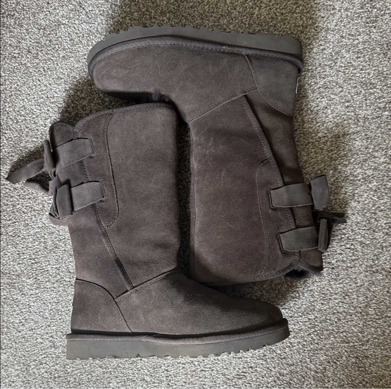 UGG Women’s US 5 Gray Suede Lined Pull-On Bow Mid-Calf Winter Boots