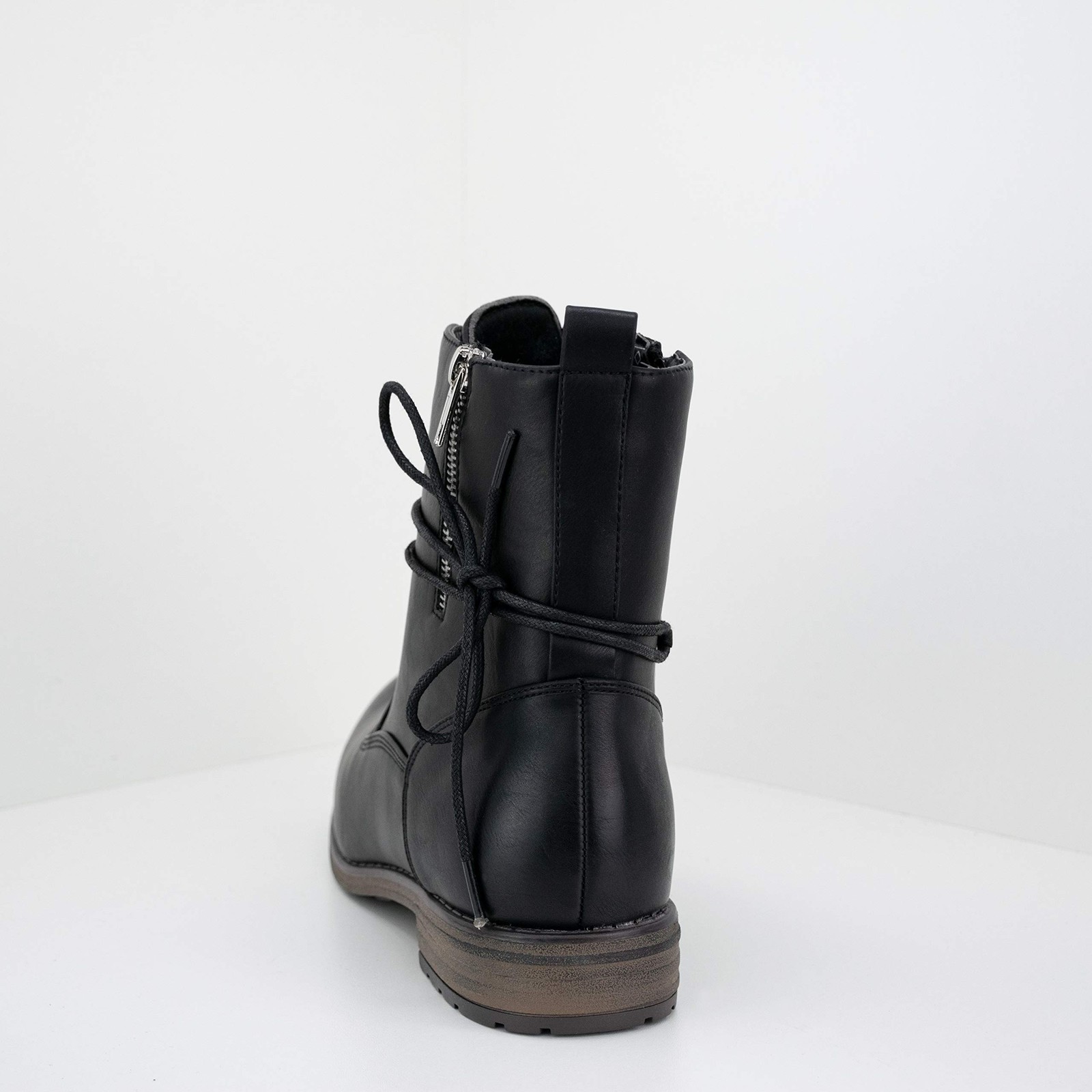 Women’s Ankle Vera PU Lace Up Ankle Boot with Zip Plus Size 42 E…