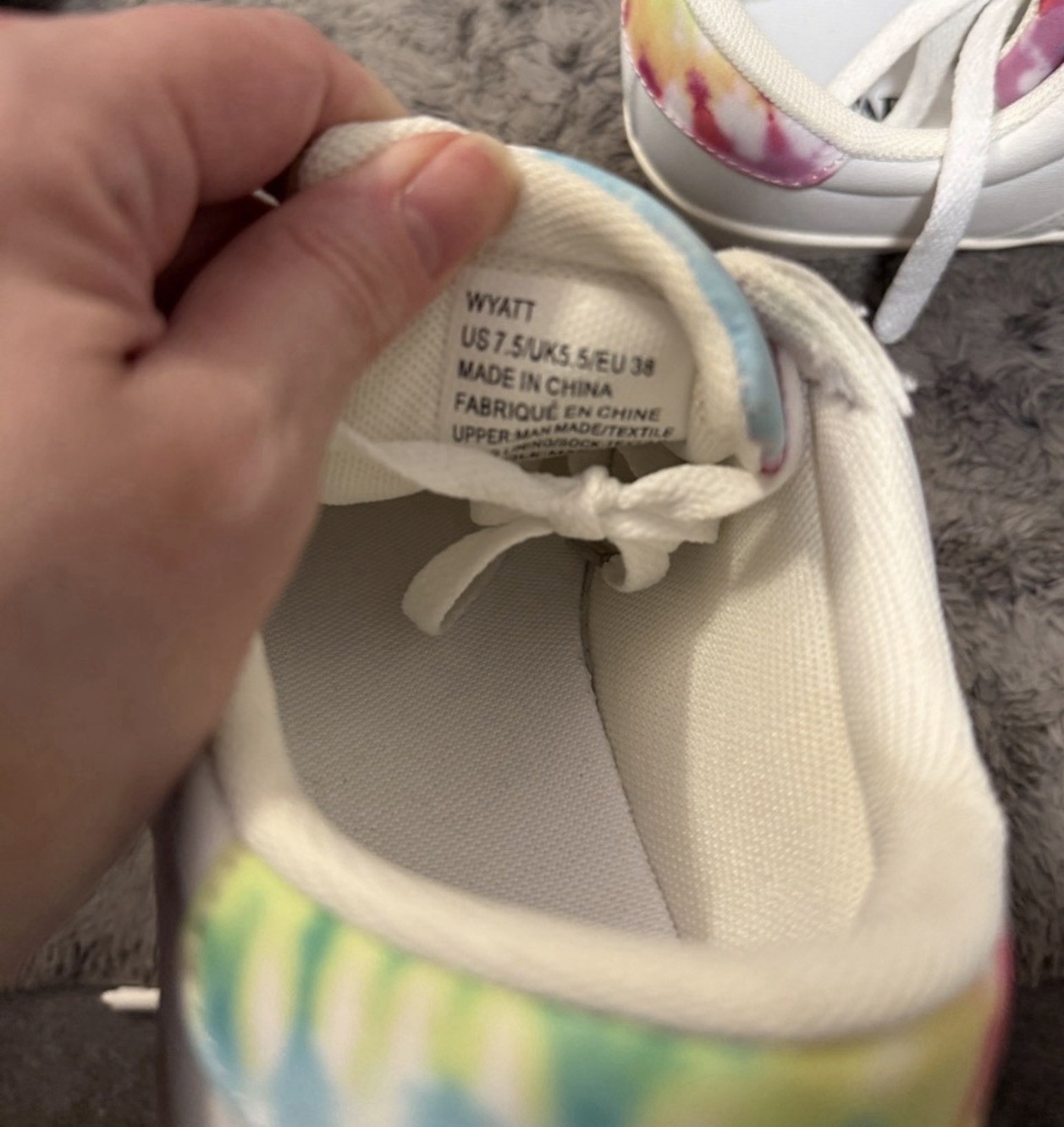 JUSTFAB Wyatt Tie Dye White Multicolor Women’s Lace Up Sneakers