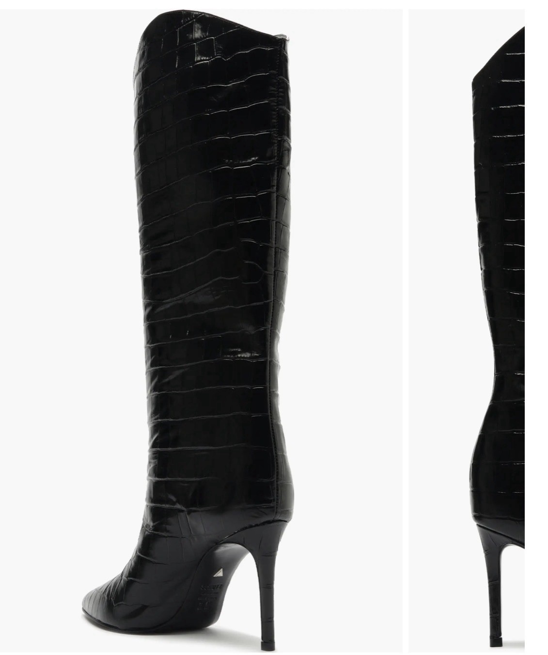 Schutz Maryana Black Croc Embossed Leather Boots Women’s Size 8.5 Block Heel