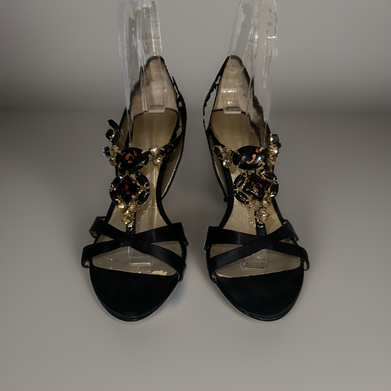 nine west shoes 6.5 women Jewel Black Sandal Black Satin