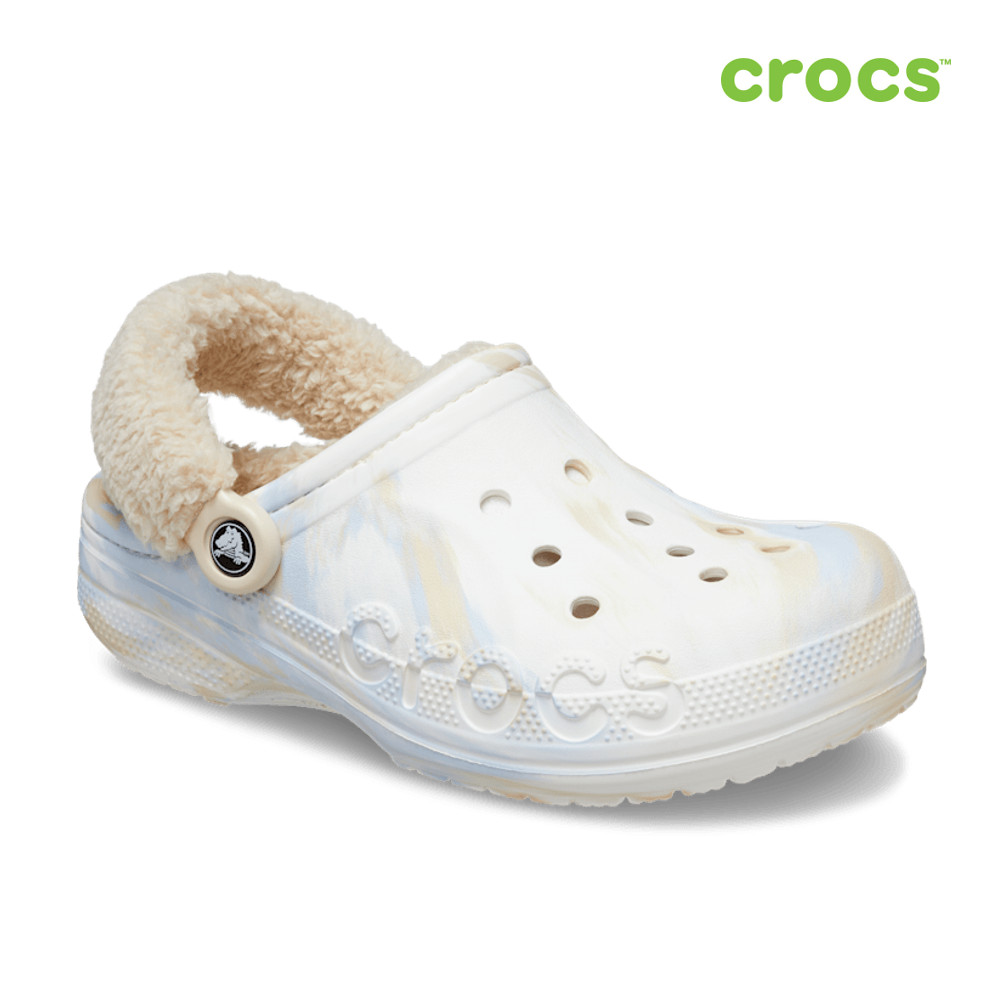 NEW CROCS Baya Lined Fuzz-Strap Marbled Clog 209241-94S White Multi UNISEX SIZE