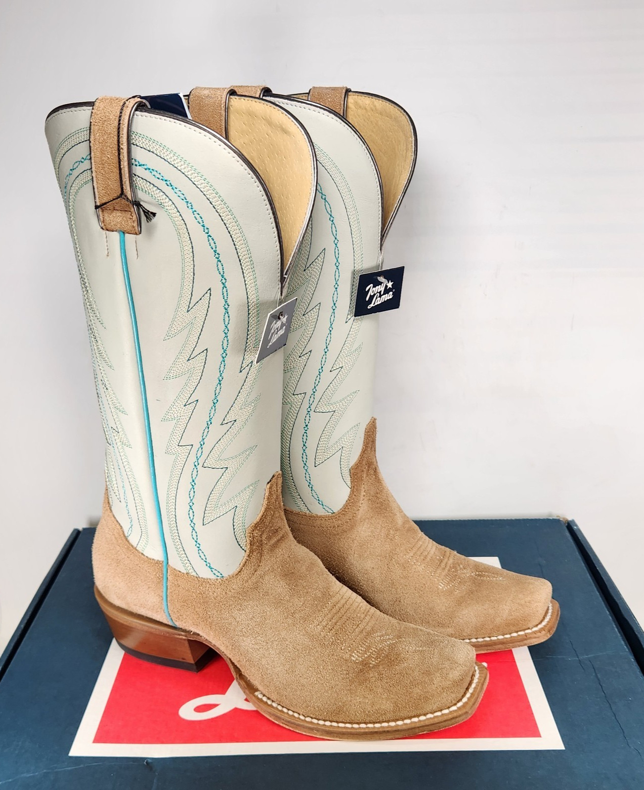 7.5 WOM – Tony Lama Siena 13″ Western – Taupe SUEDE LEATHER – RN3621