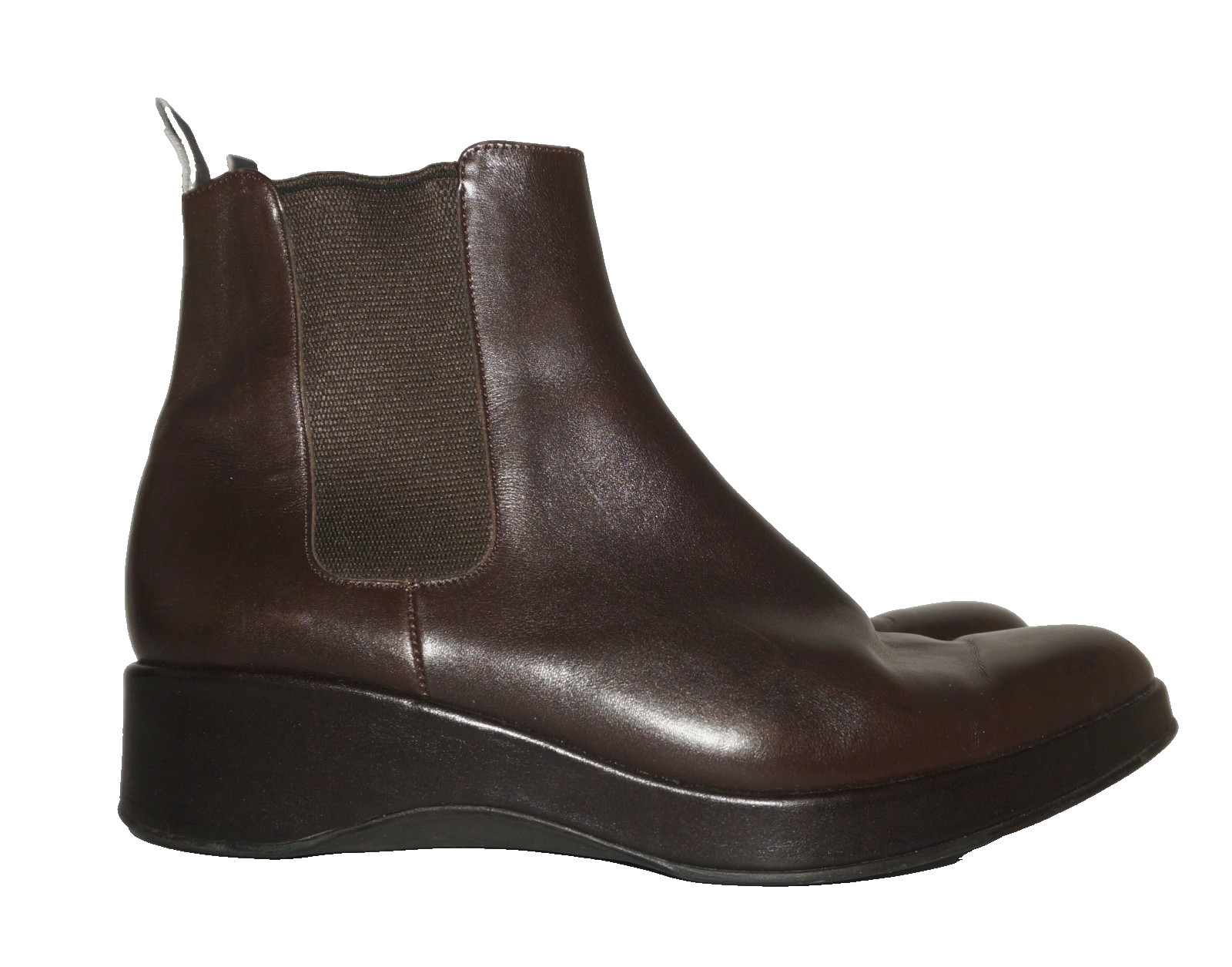 Vintage ROBERT CLERGERIE Brown Leather Platform-Wedge Chelsea Boots US 7
