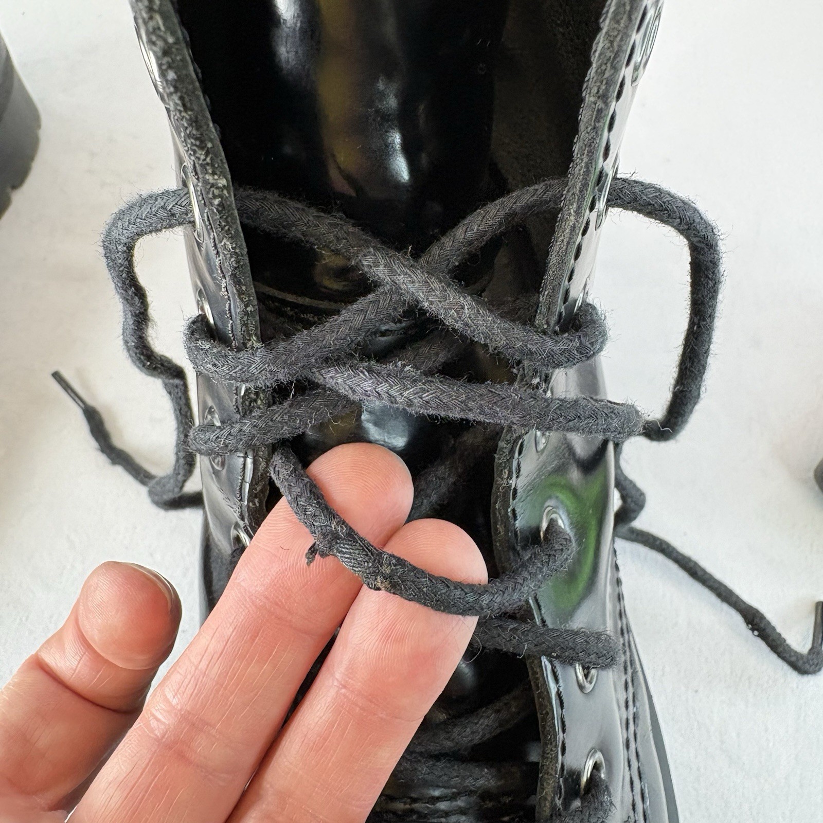 Dr. Martens Jadon Platform Leather Boot – Black Polished Smooth Size M9 – W10