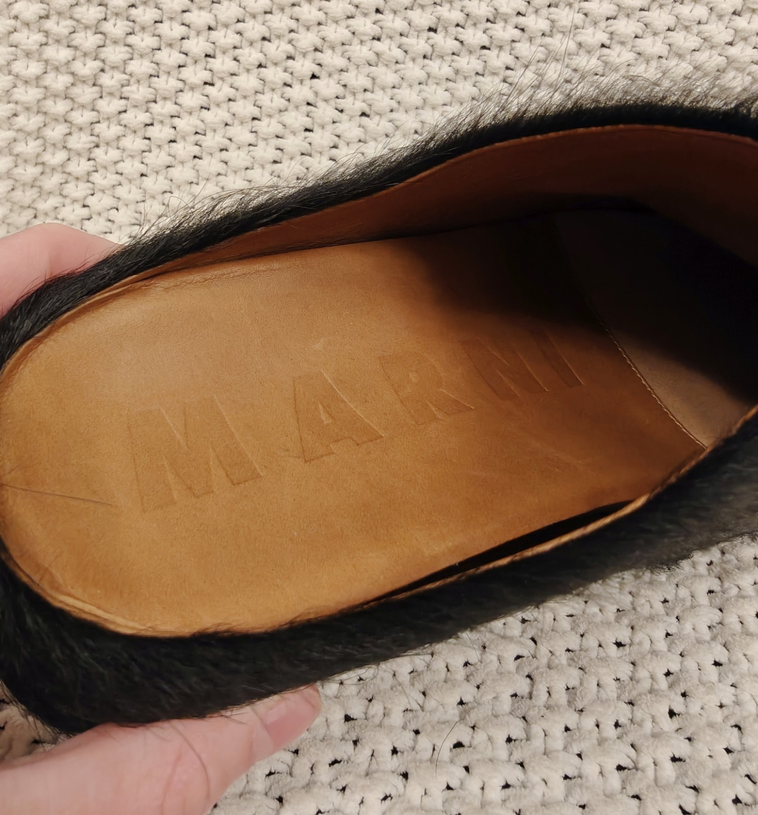 Marni Women’s Black Italian Calf Hair Sabot Slip-On Platform Mule Clog Sz 40