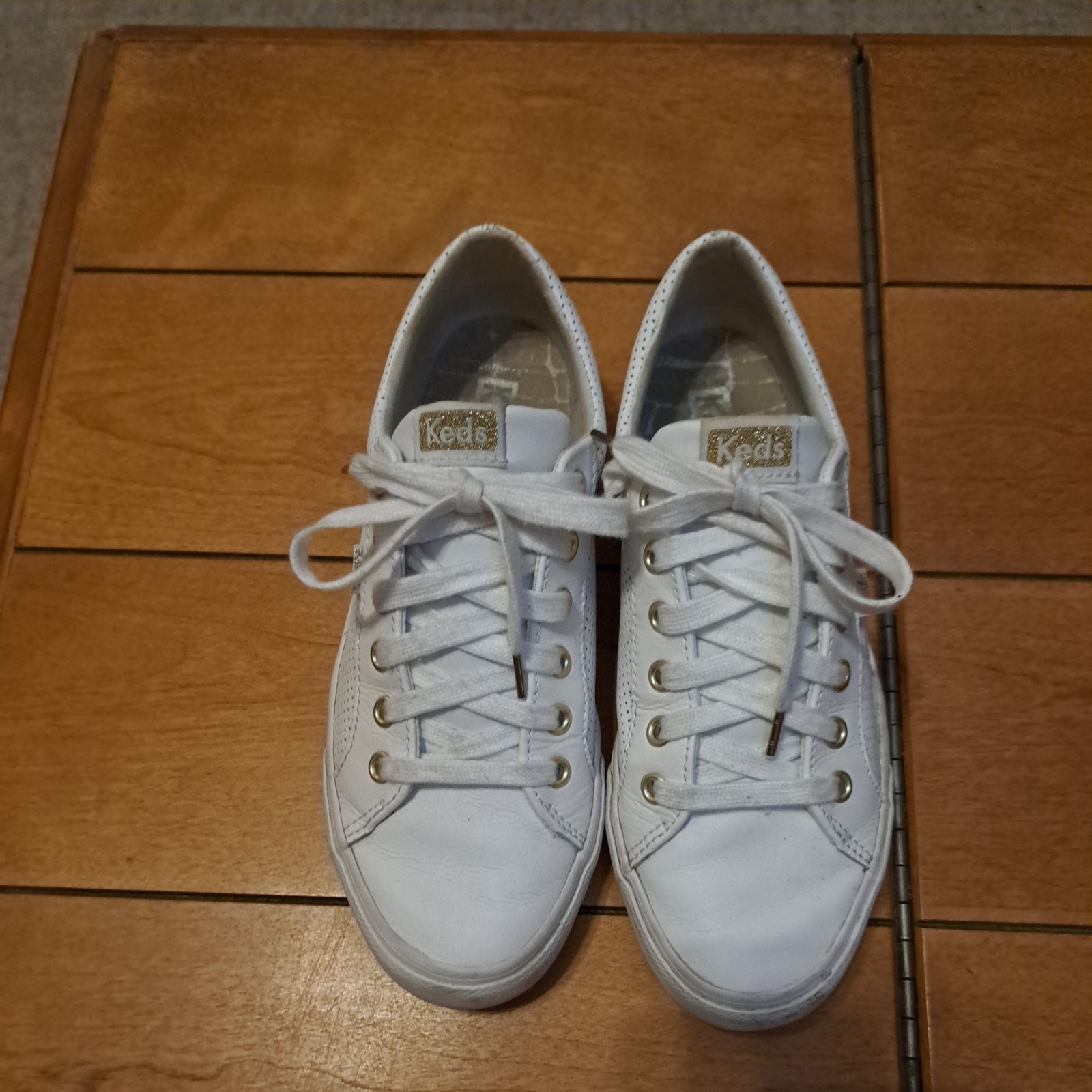 Keds Jump Kick Perforated Leather Sneakers White Size 8 Women’s
