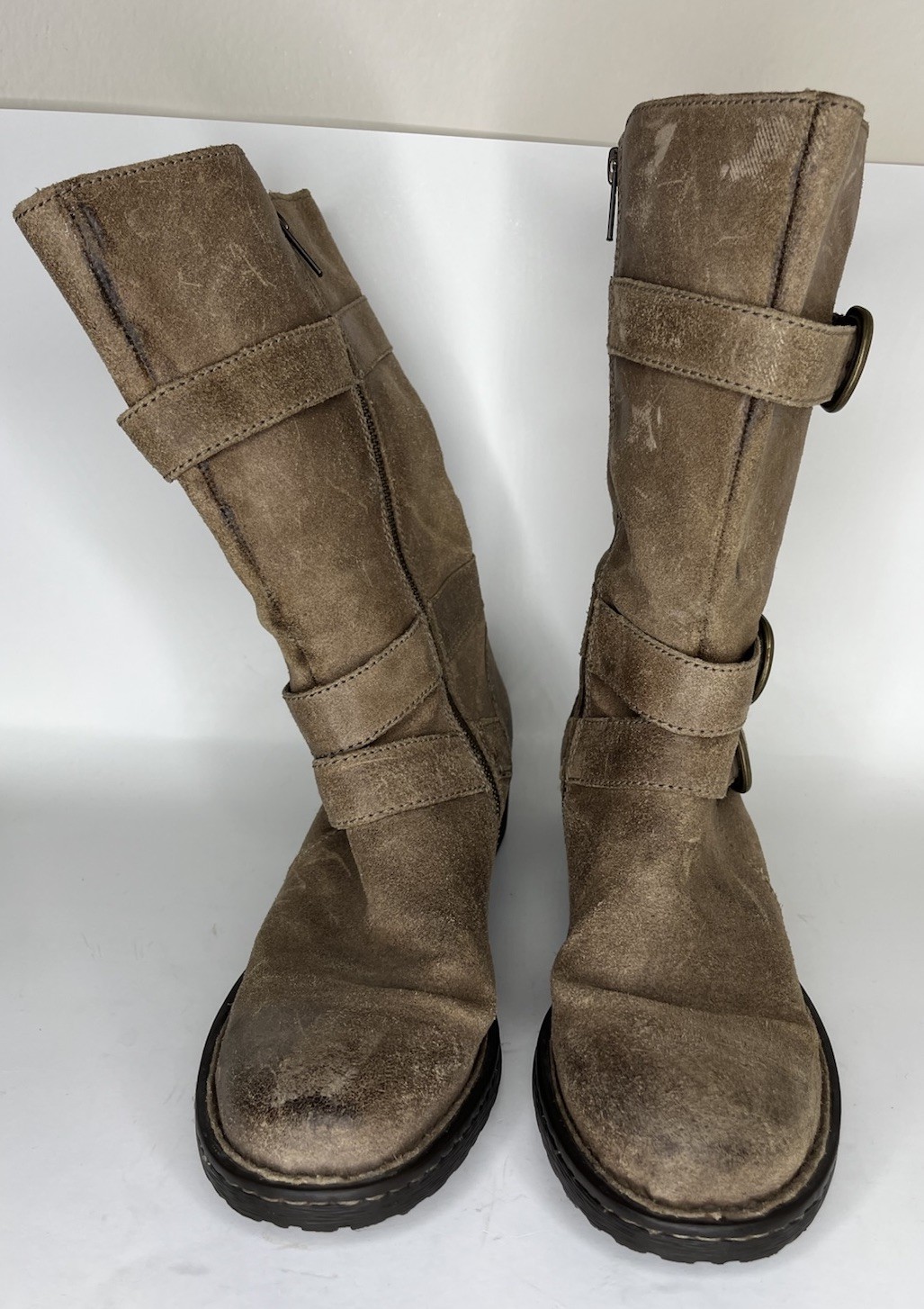 Born Riding Boots Women Size 7.5M Brown Leather Straps Buckle