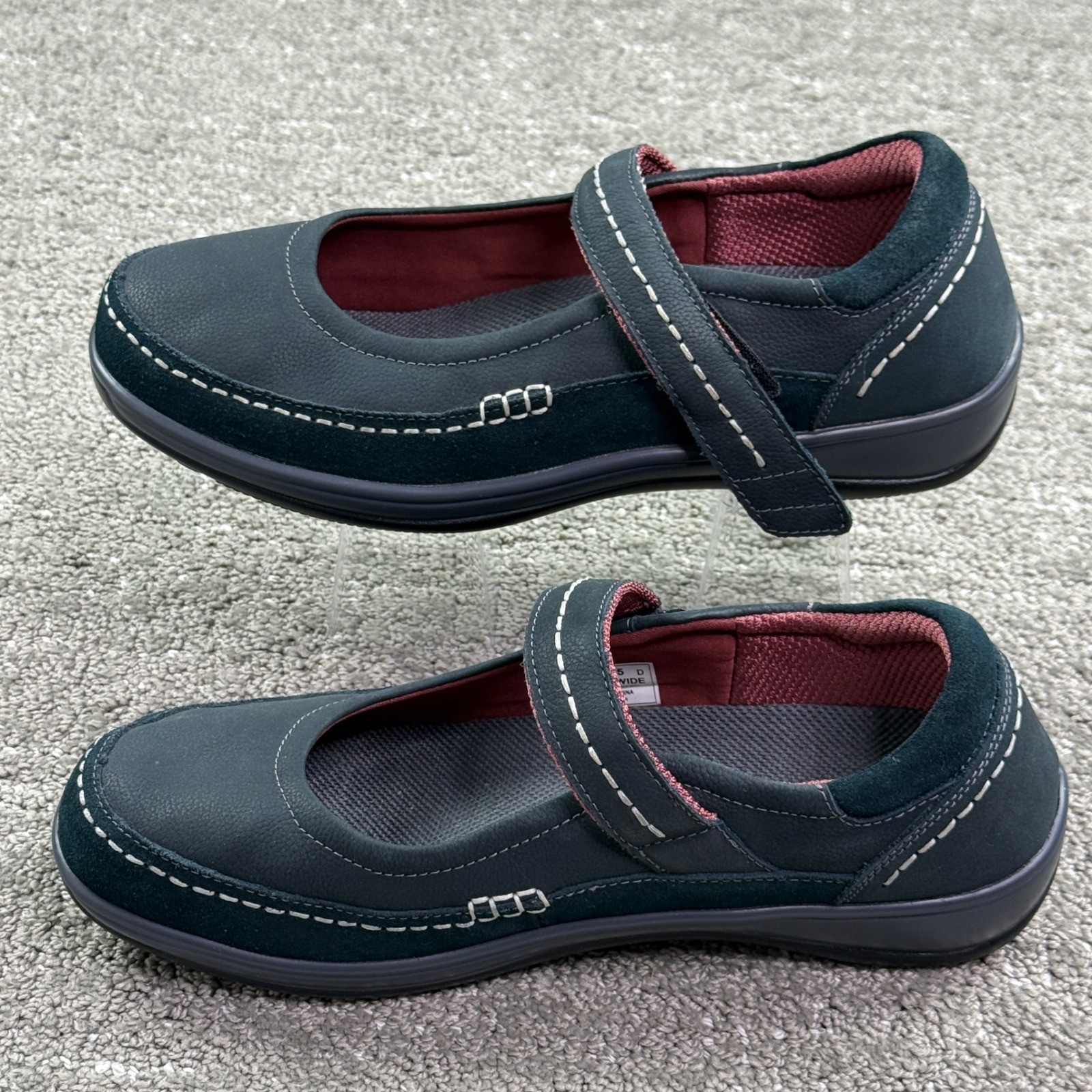 Orthofeet Celina Mary Jane Women 10.5 D Wide Navy Blue Leather Orthopedic 863