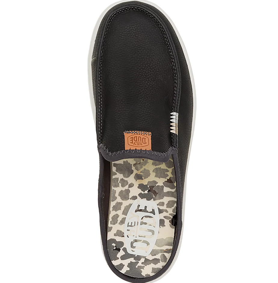 Hey Dude Women’s Wendy Austin Lift Leather Shoes, Black NEW