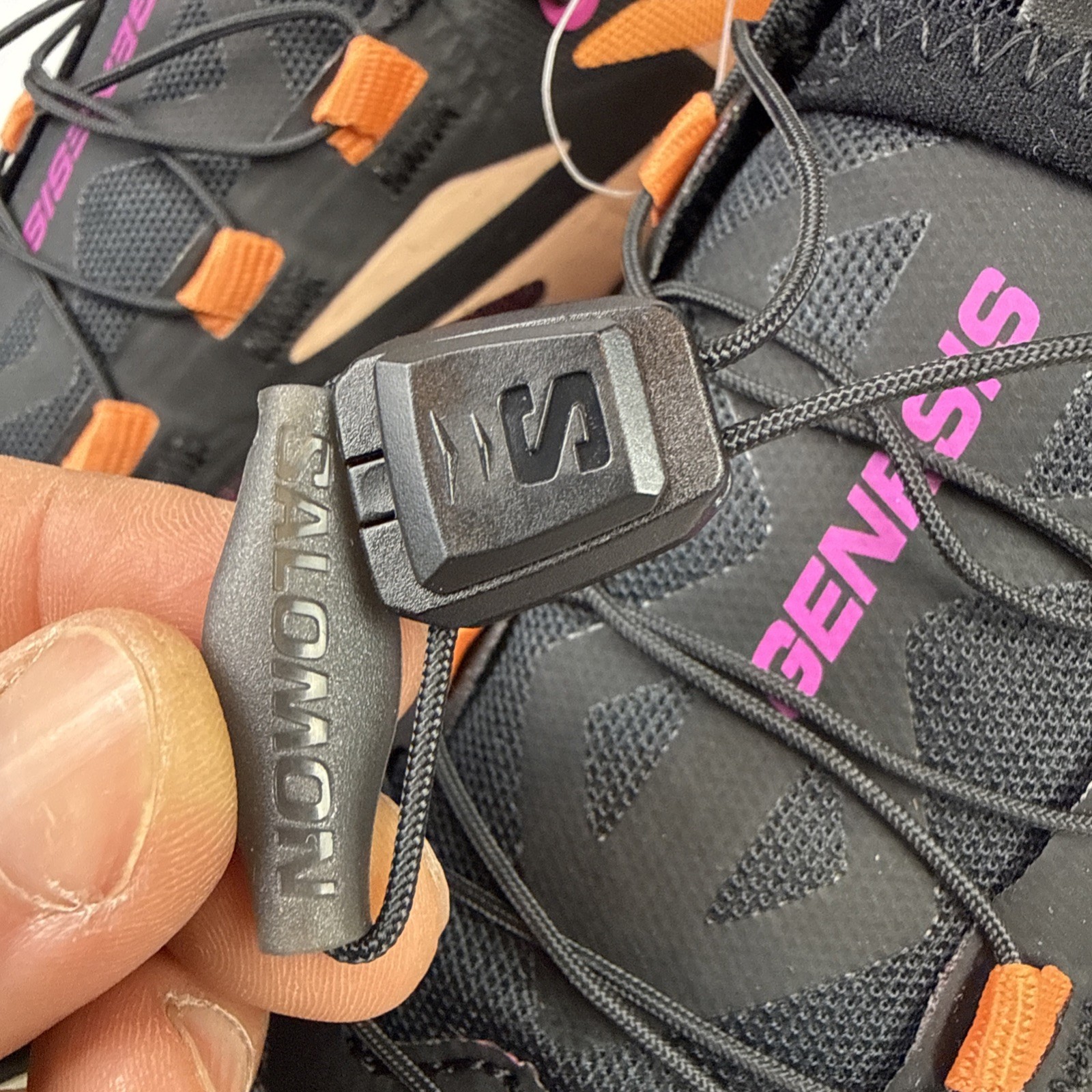Salomon Trail Running Shoes Women Genesis Size 7 EU 38 2/3 Black Peach Pink NWT