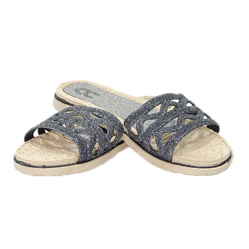 Women’s Summer Sandals Glitter Flat Slipper Slides Slip-On Sequin Beach Shoes