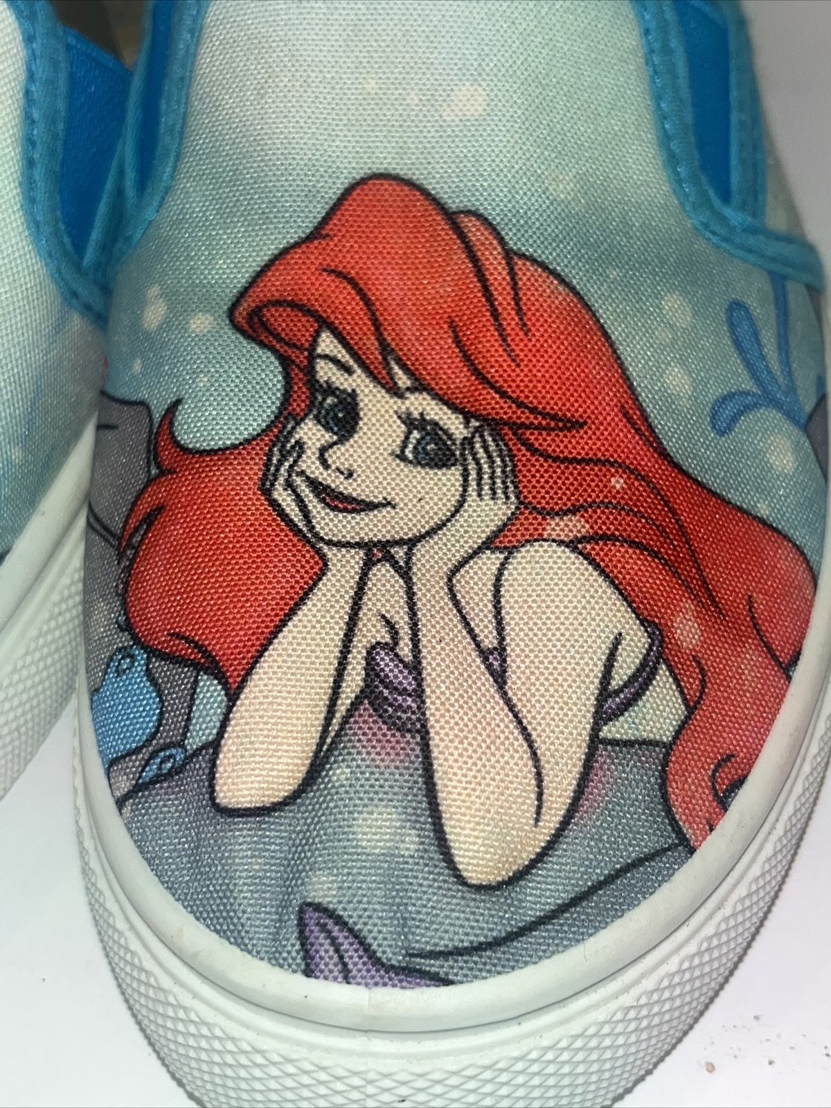 VTG Disney The Little Mermaid Ariel Sebastian Flounder Slip On Canvas Shoes M 6