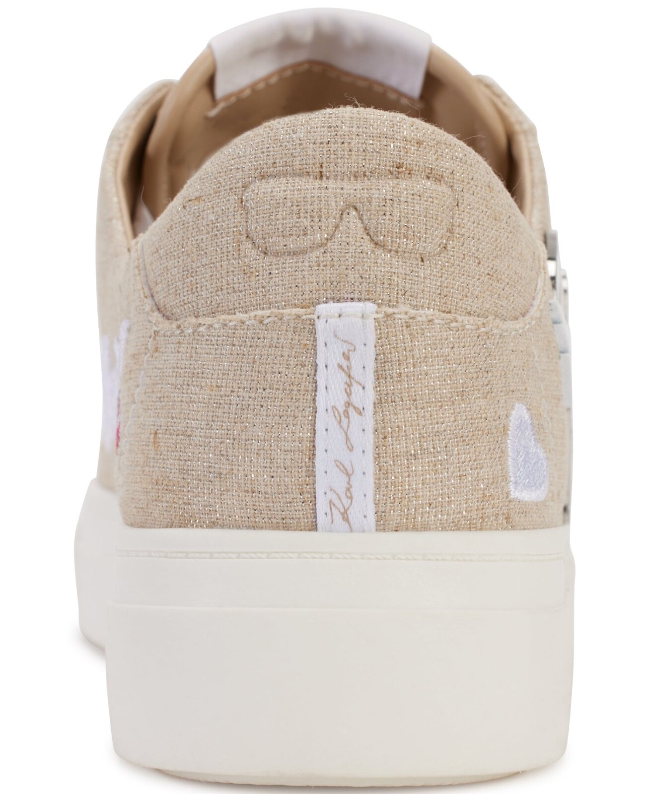 Karl Lagerfeld Paris Cate Pins Sneaker Lace Up Fashion Sneaker Size 7 Natural