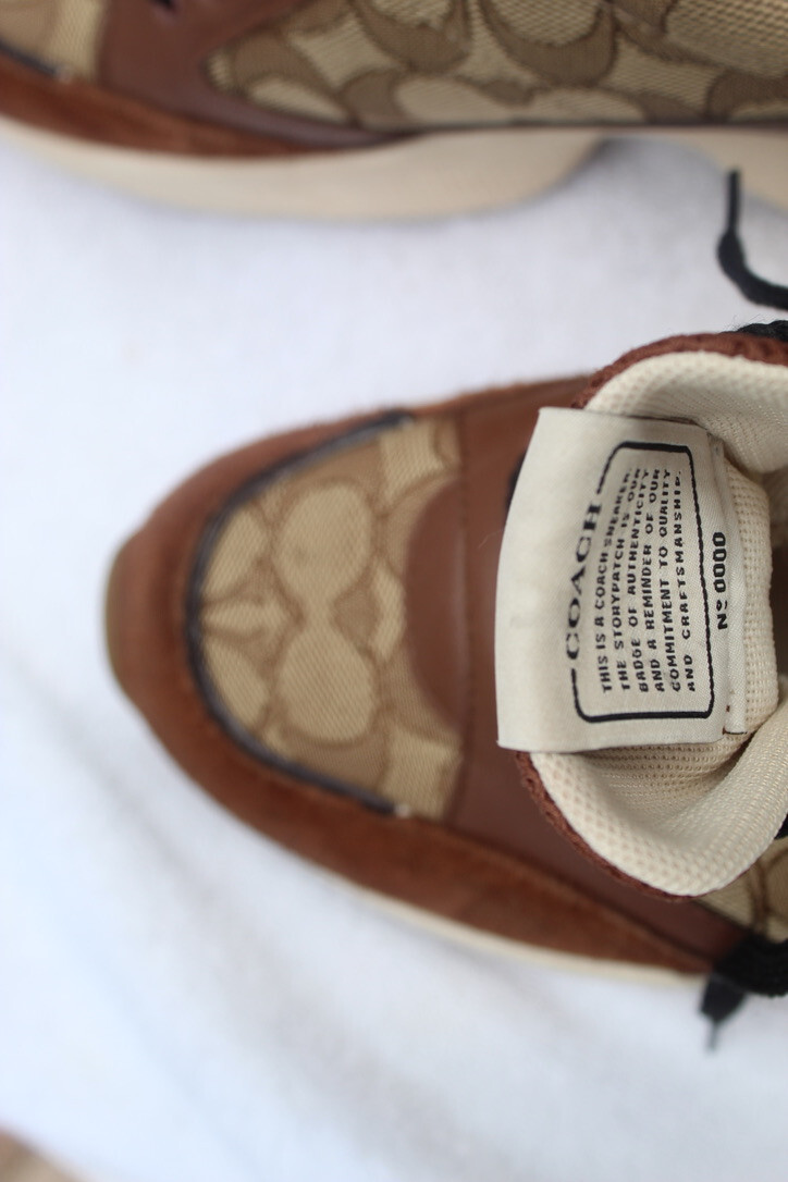 COACH G5057 TECH RUNNERS SNEAHERS BROWN LOGO W SZ 7.5B MADE IN INDONESIA