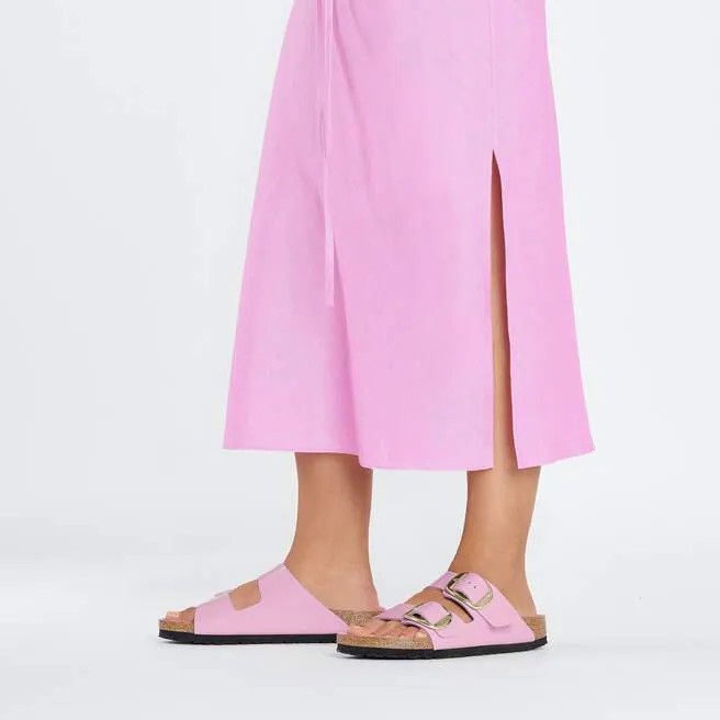 BIRKENSTOCK ARIZONA BIG BUCKLE HIGH SHINE FONDANT PINK MEDIUM/NARROW WIDTH LEATH