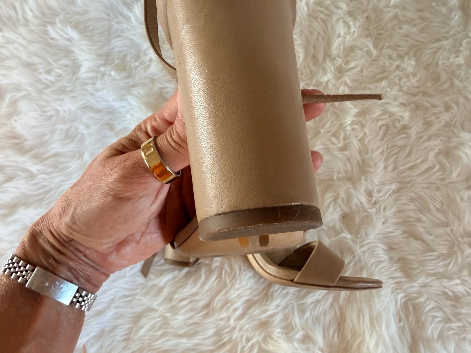Sam Edelman Yaro Ankle Strap Block Heel Sandal in Soft Beige