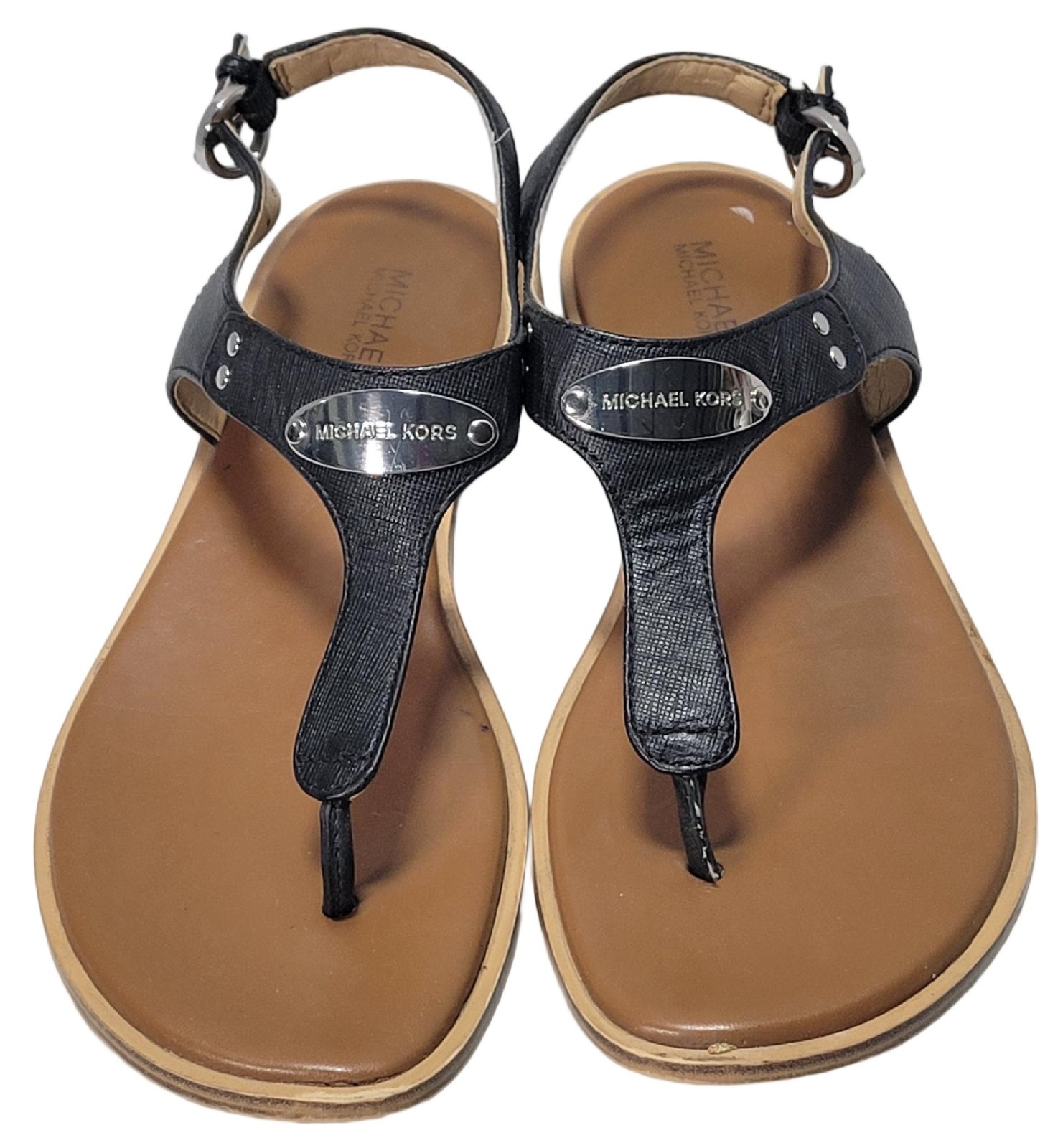 Michael Michael Kors MK Plate Thong Sandals Women’s 7.5 M Black
