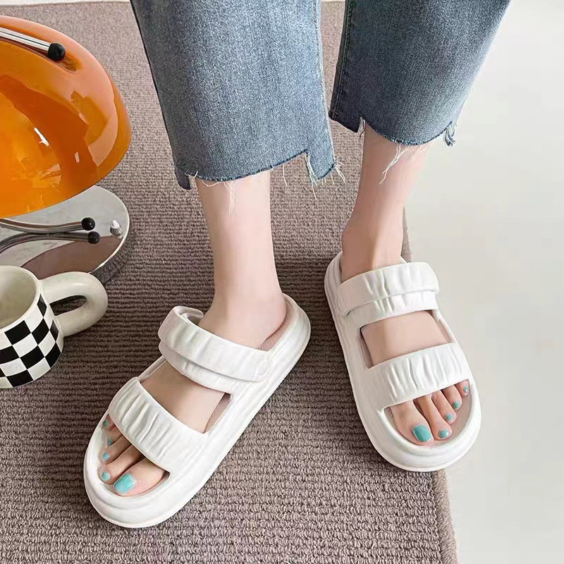 Fashion Casual Woman Two Wear Slippers Step Poop Flip-flops Platform Sandals
