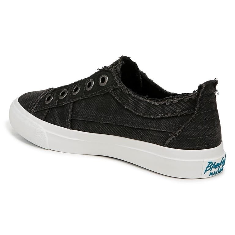 Blowfish Malibu Play Women Black Canvas Slip On Sneaker Distressed Sz 7 M New