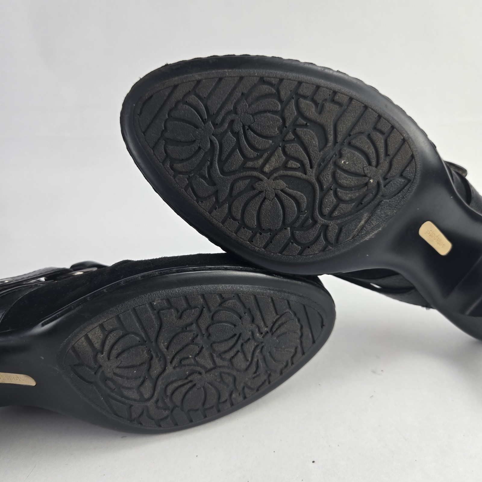 Softspots Slip On Mules Women’s 8M Black Suede/Leather Shoes 2.5in Heel 735701