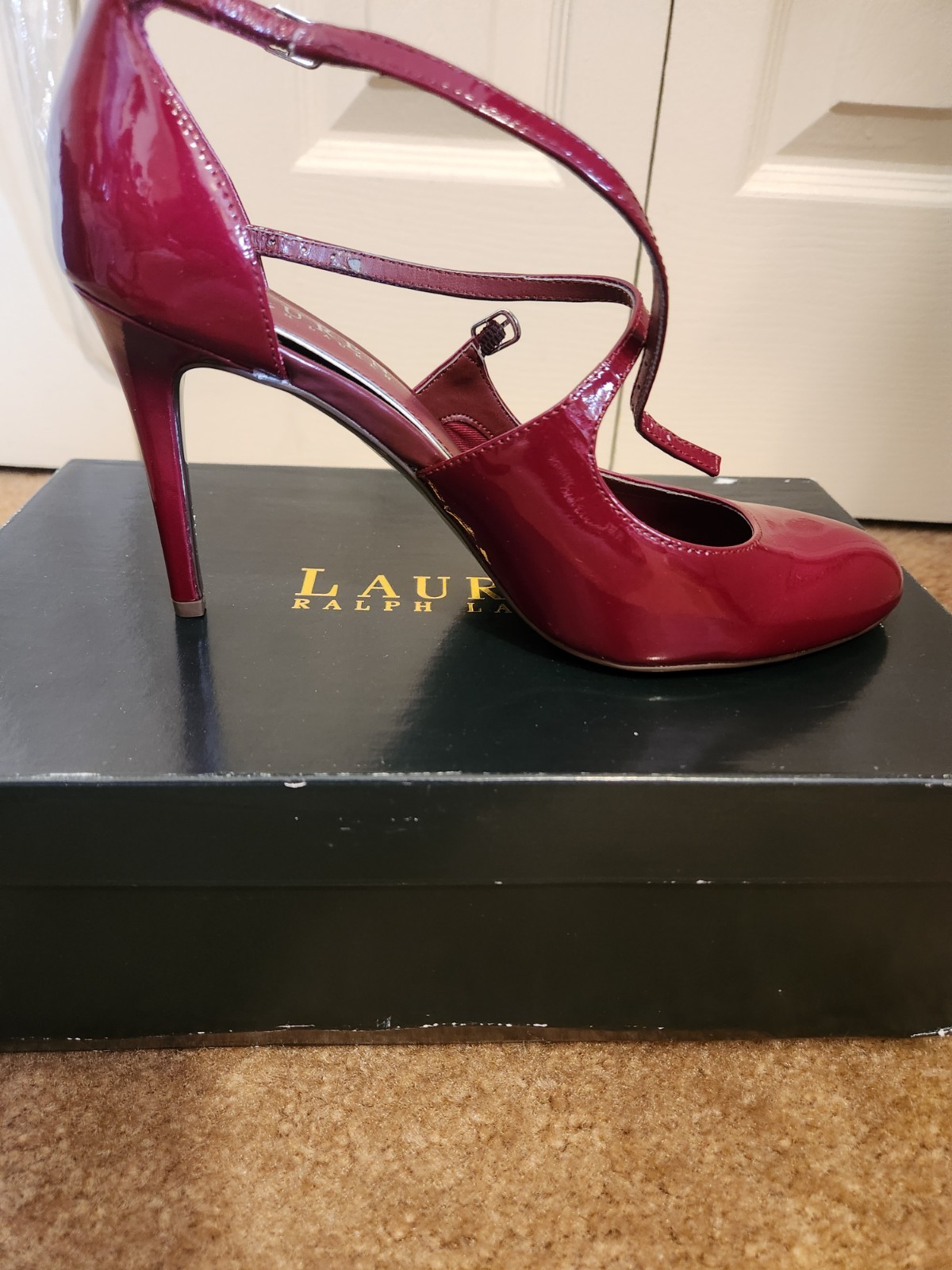 Ralph Lauren, red patent leather dress shoes, high heel, size 7 , NWB
