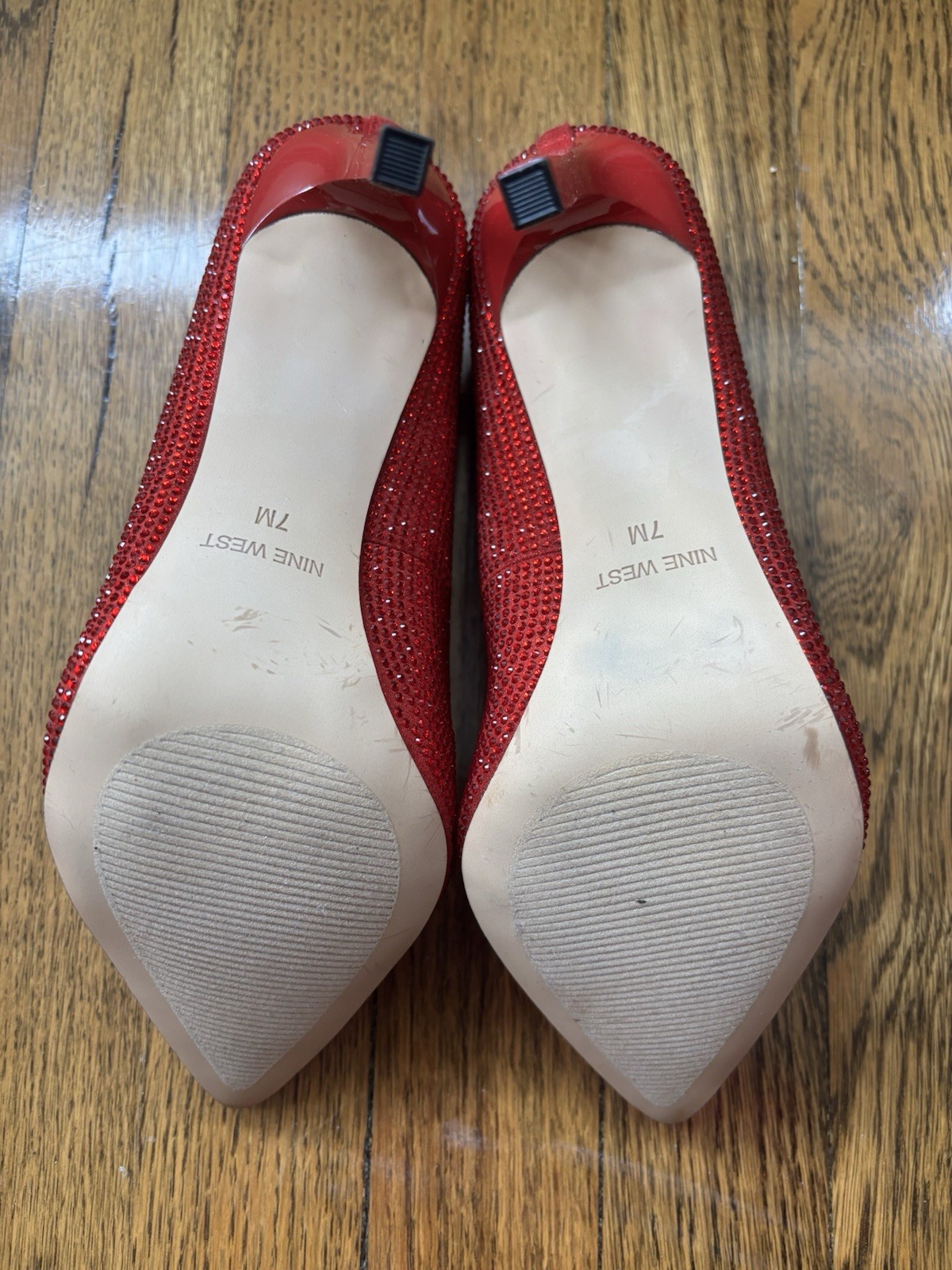 Nine West Red Rhinestone Crystal Heels. Size 7. Never worn.
