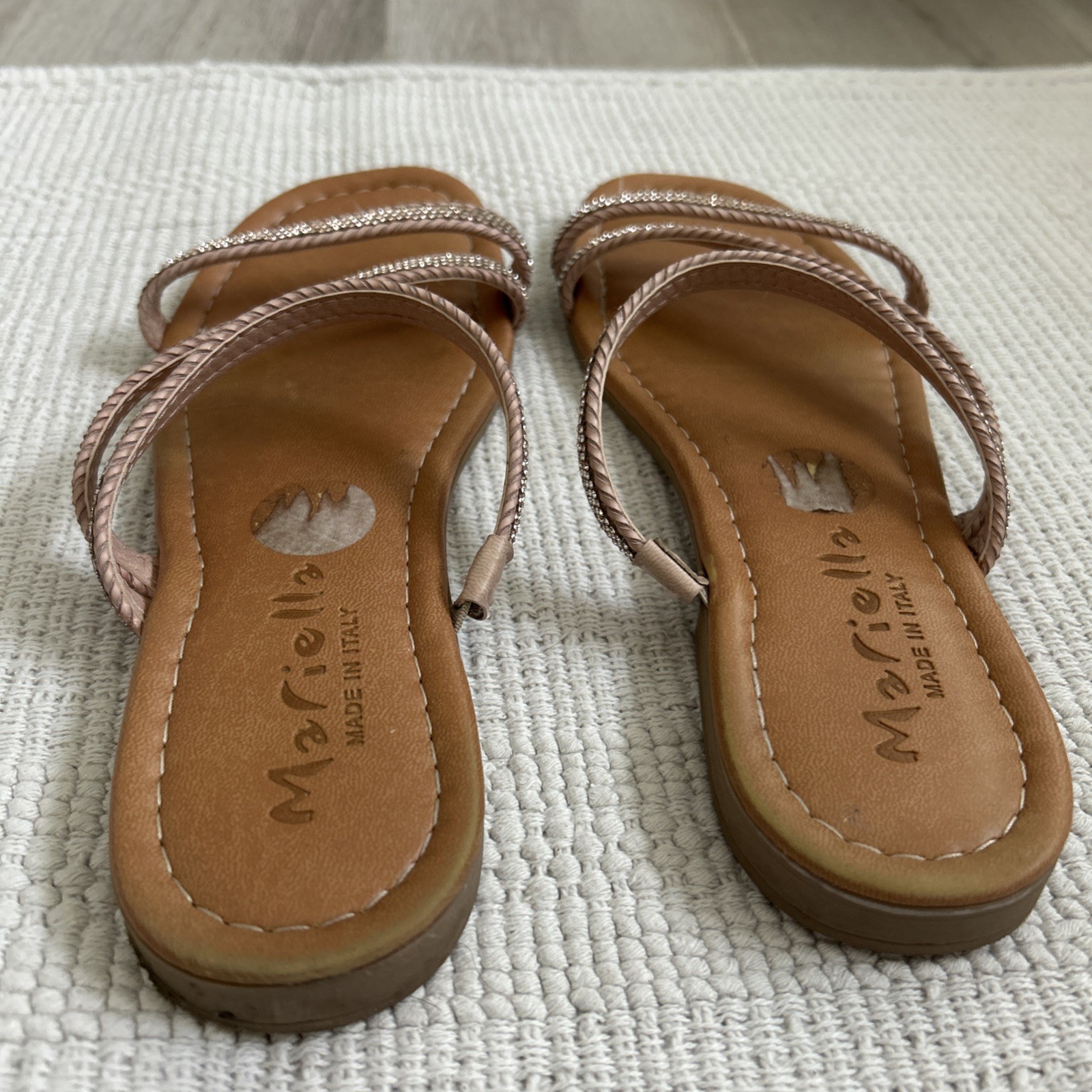 MARIELLA TAN ROSE GOLD STRAPPY SANDALS 7