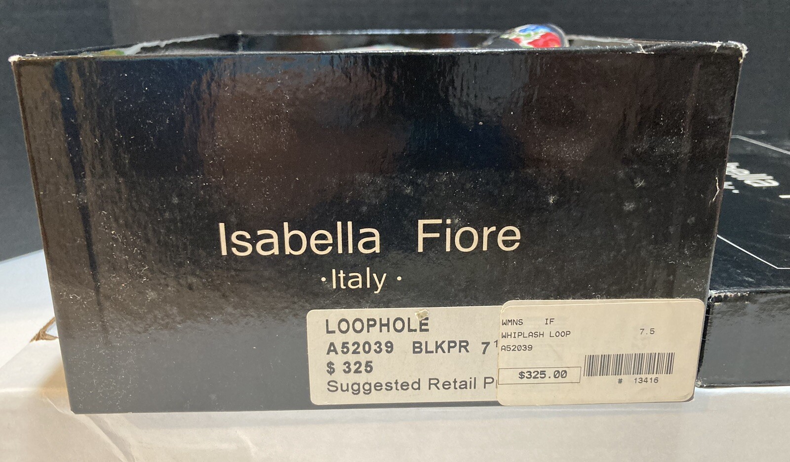 ISABELLA FIORE Flower Pattern Fabric & Black Leather Pumps In Box Beautiful
