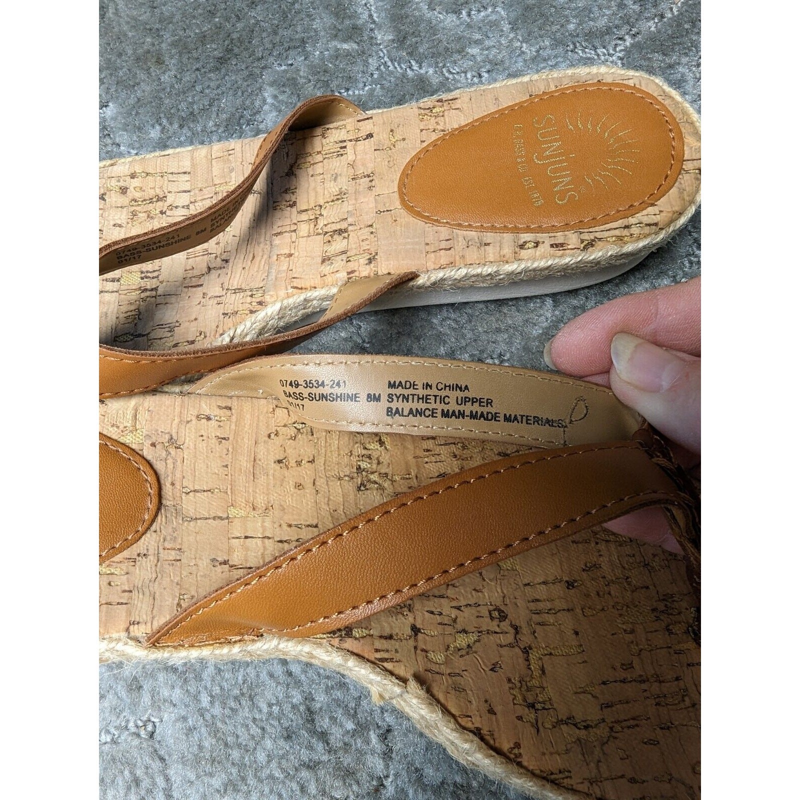 Bass Sunjuns Sunshine Cork Sandals WOMENS SIZE 8M comfy casual travel summer