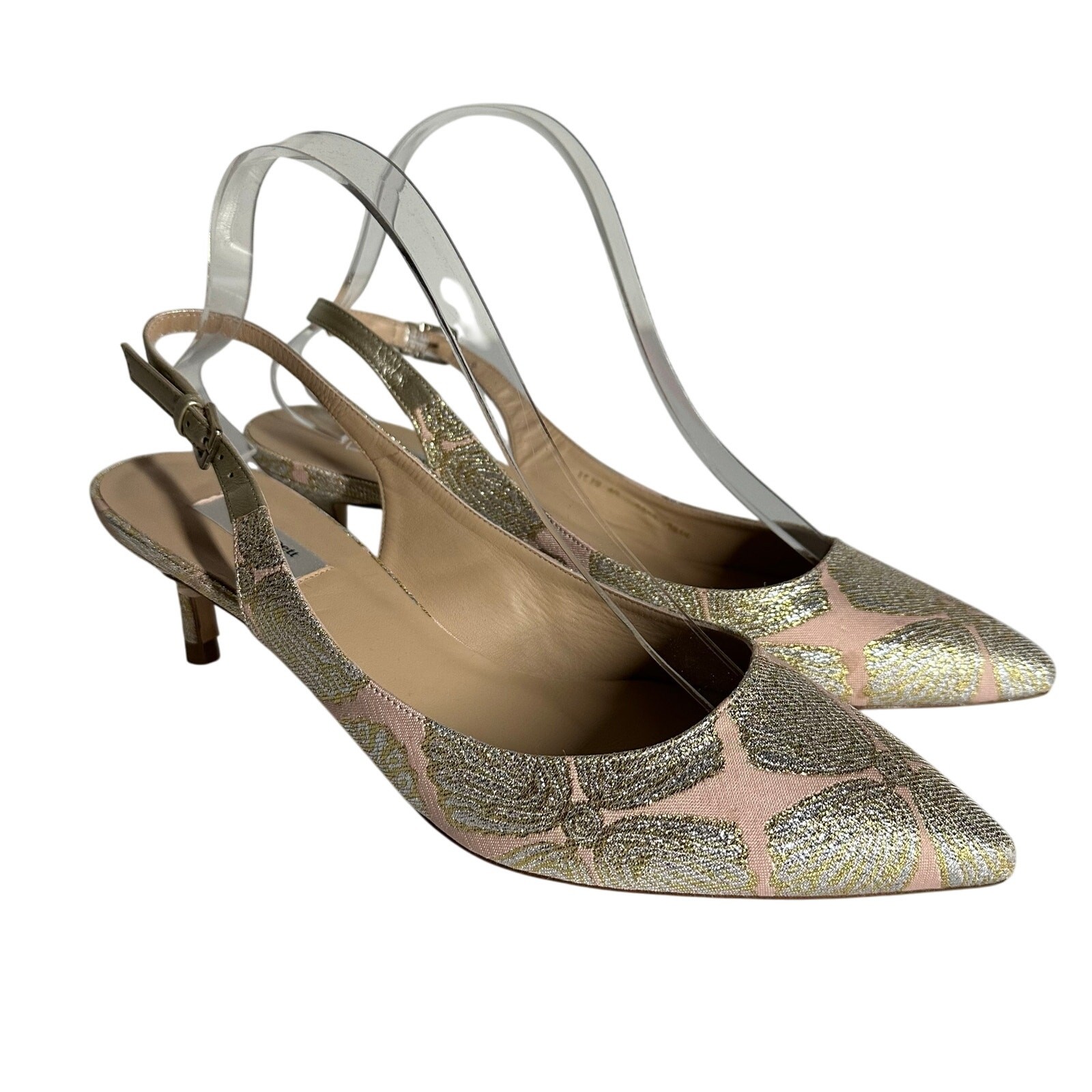 LK Bennett Women’s Ava Mule Slingback Heels Pink Gold NWOT Size EU 40 US 9