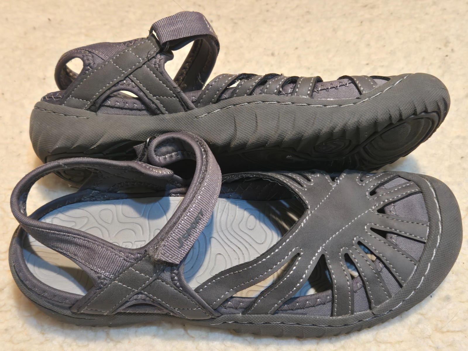 Jsport By Jambu Women’s Size 8 M Gray Poppy Sandals Closed-Toe Adjustable