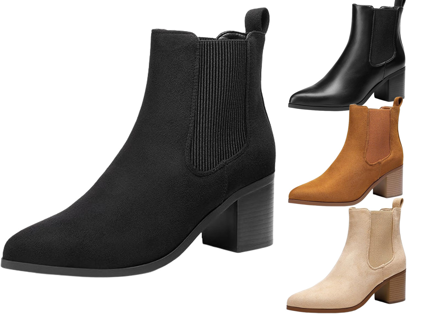 Women Chelsea Boots Ankle Boots Low Chunky Block Heel Booties US Size 5-11