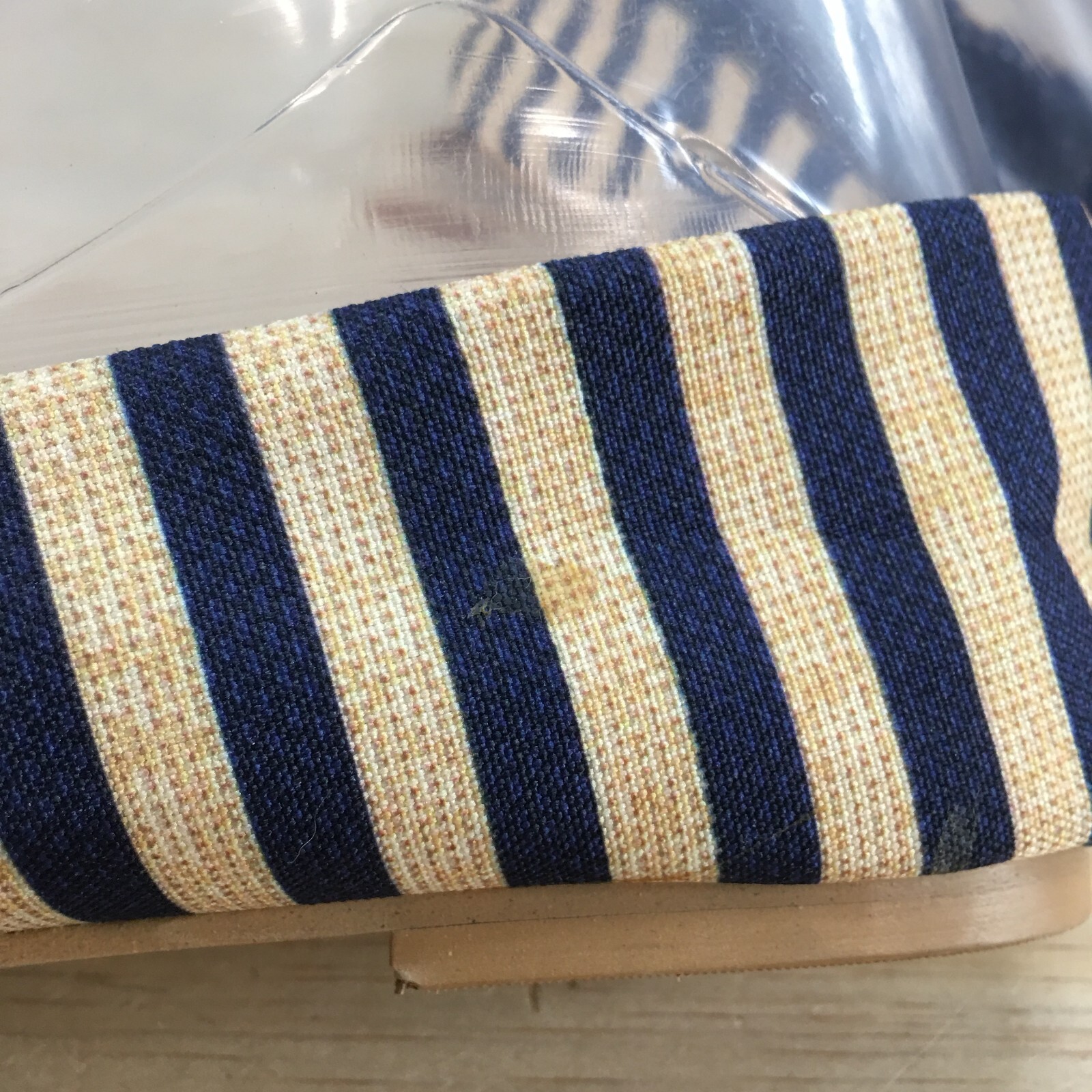 Loly In The Sky Shoes Womens 9 Ballet Flats Blue Yellow Striped Casual Slip On